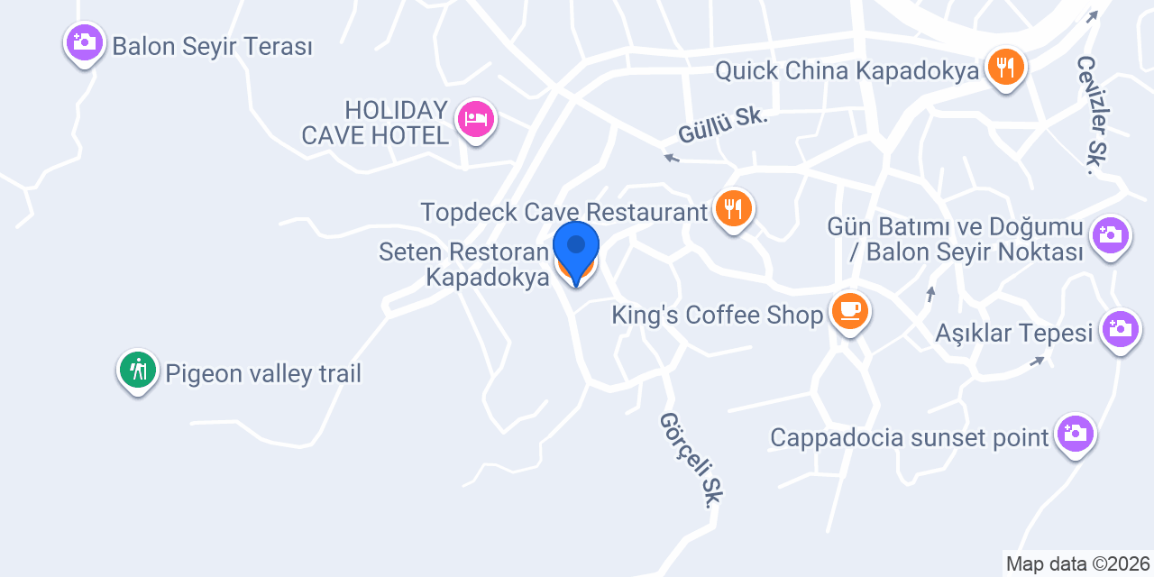 Seten Restoran Kapadokya konumu