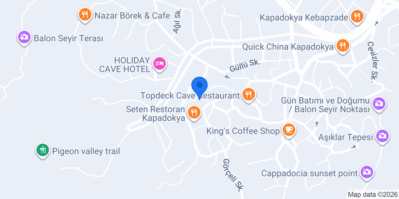 Kelebek Cave Hotel konumu