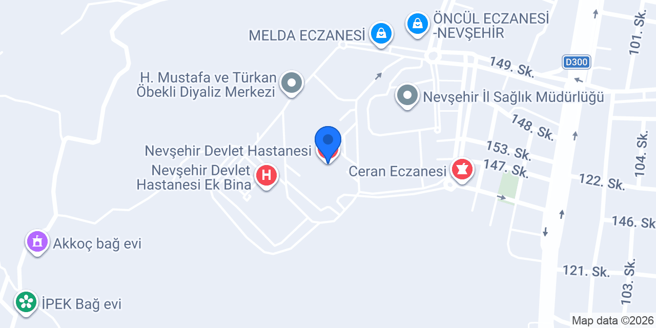 Nevşehir Devlet Hastanesi konumu