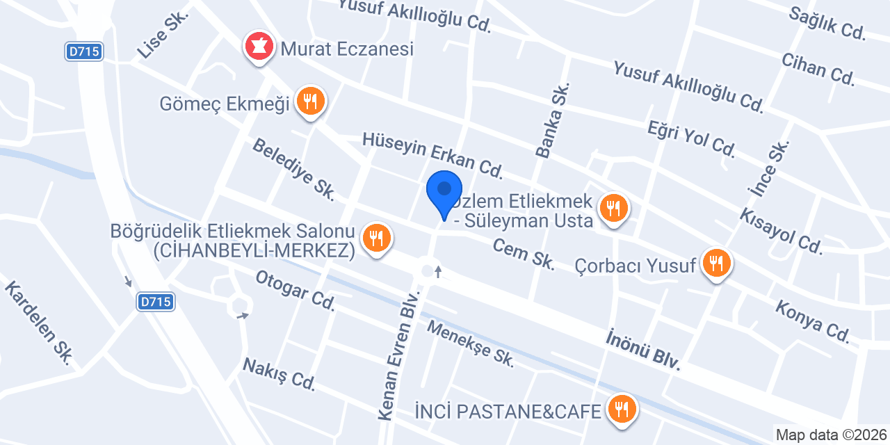 Cihanbeyli Sineklik/Köylere Servis konumu
