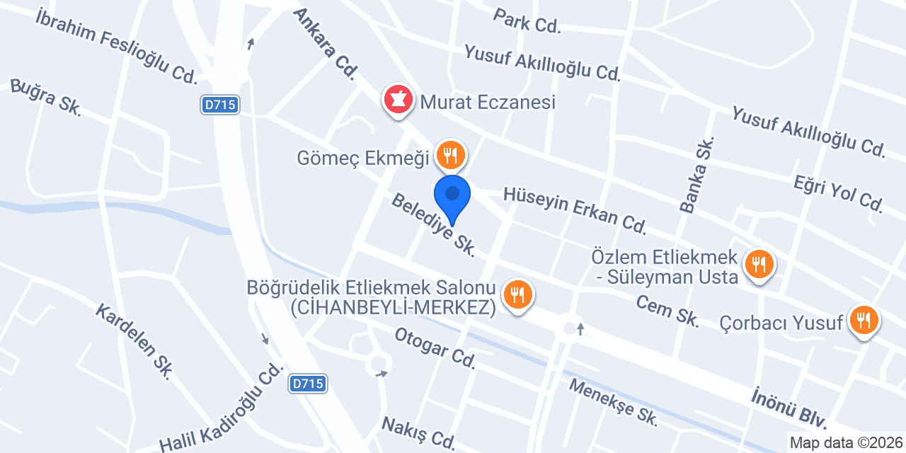 Cihanbeyli Veteriner polikliniği konumu