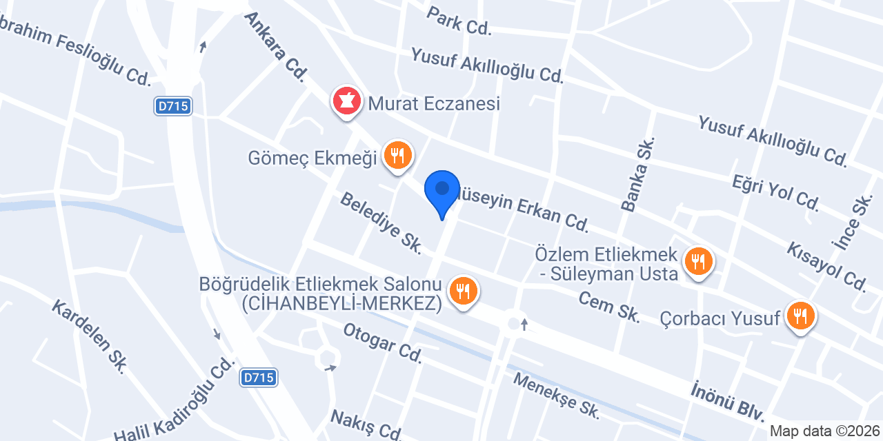 Ekrem Coşkun etlekmek cihanbeyli konumu