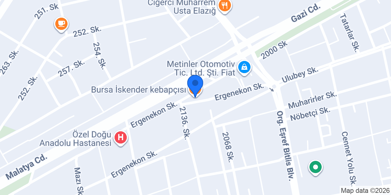 Bursa İskender kebapçısı konumu