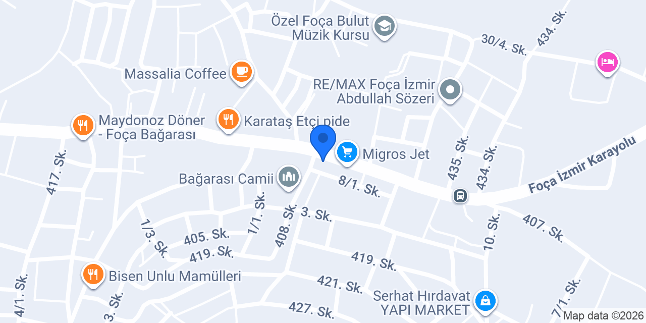 Foça Simit Fırını Bağarası konumu