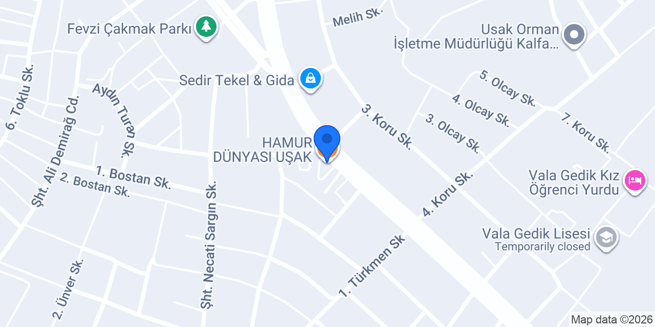 HAMUR DÜNYASI UŞAK konumu