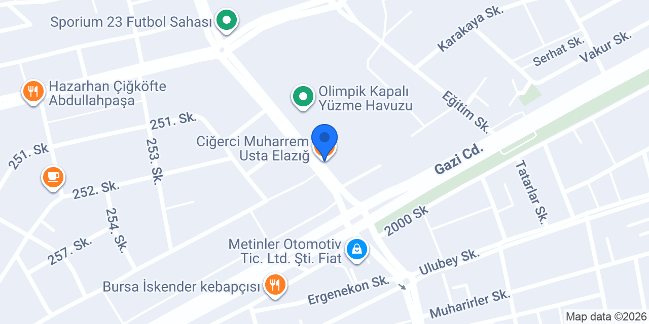 Ciğerci Muharrem Usta Elazığ konumu