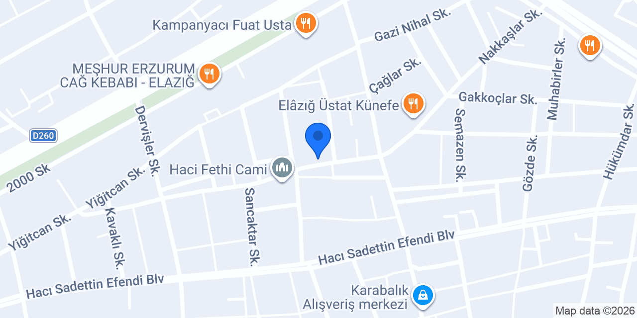 Elazığ Çilingir ve Anahtarcı konumu