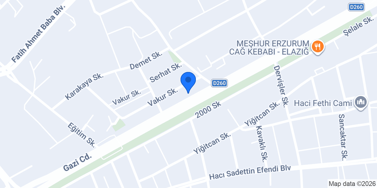 Elazığ Divan Pastanesi konumu