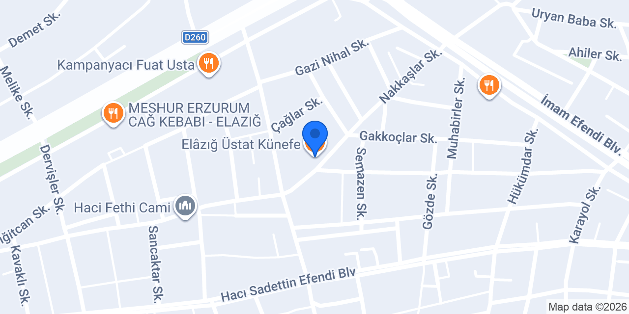 Elâzığ Üstat Künefe konumu