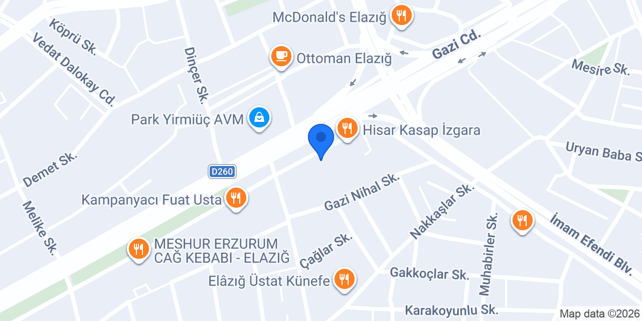 Hot Döner Elazığ konumu