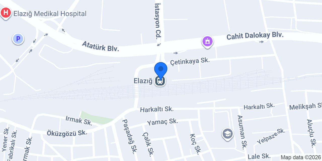 Elazığ Gar konumu