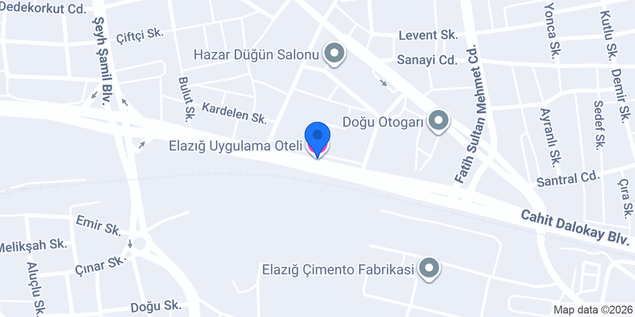 Elazığ Uygulama Oteli konumu