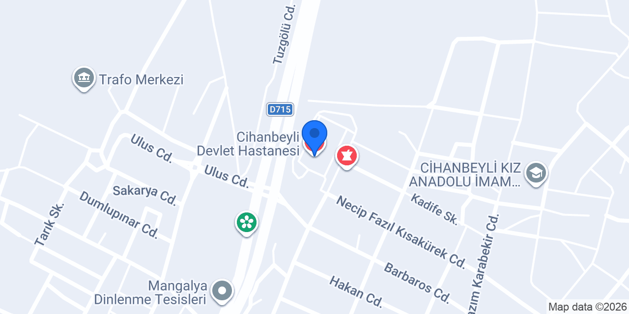 Cihanbeyli Devlet Hastanesi konumu