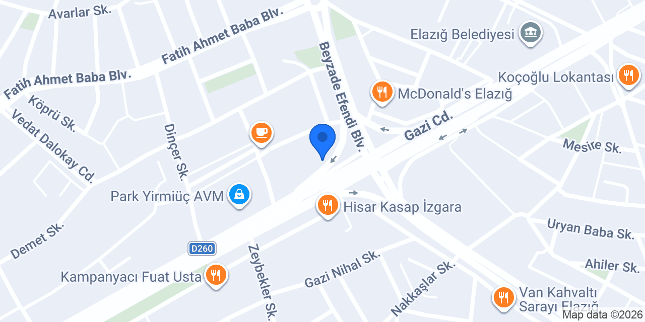 Yapı Kredi Bankası - Elazığ Fırat Şubesi konumu