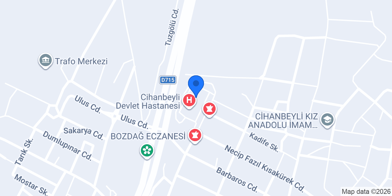 Cihanbeyli Devlet Hastanesi Acil Servis konumu
