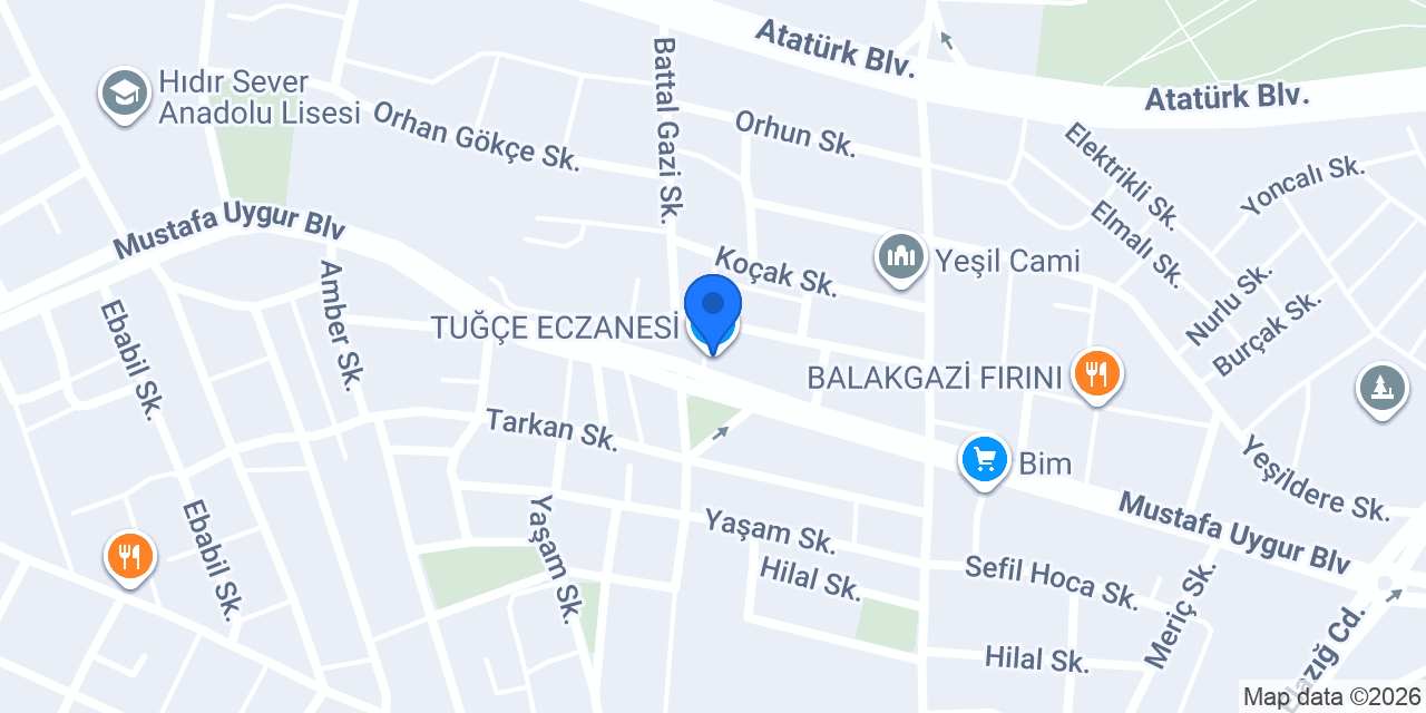 TUĞÇE ECZANESİ konumu