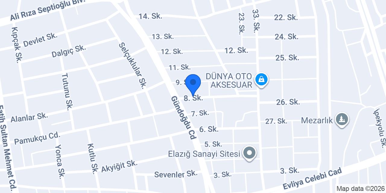 Elazığ Oto Anhatar konumu