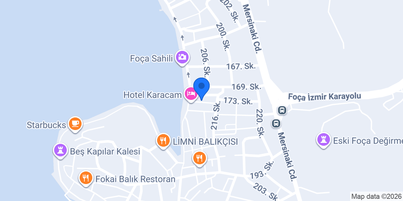 Foça Yakamoz Pansiyon konumu