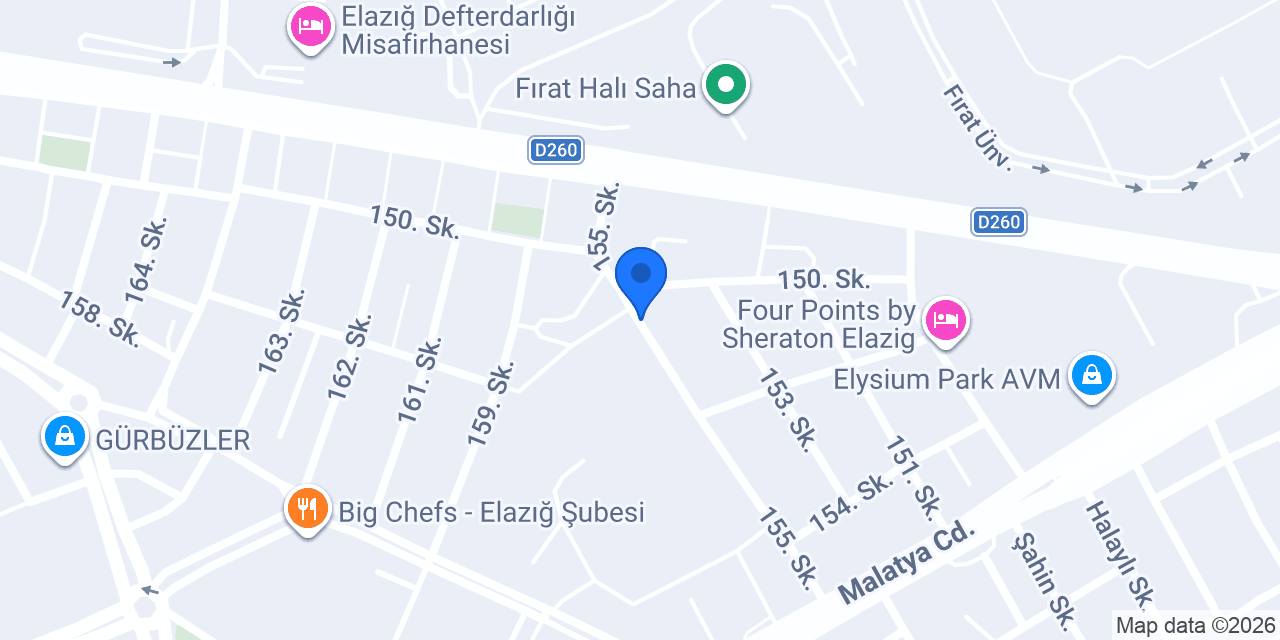 Elazığ Bahçelievler Elysium Taksi konumu