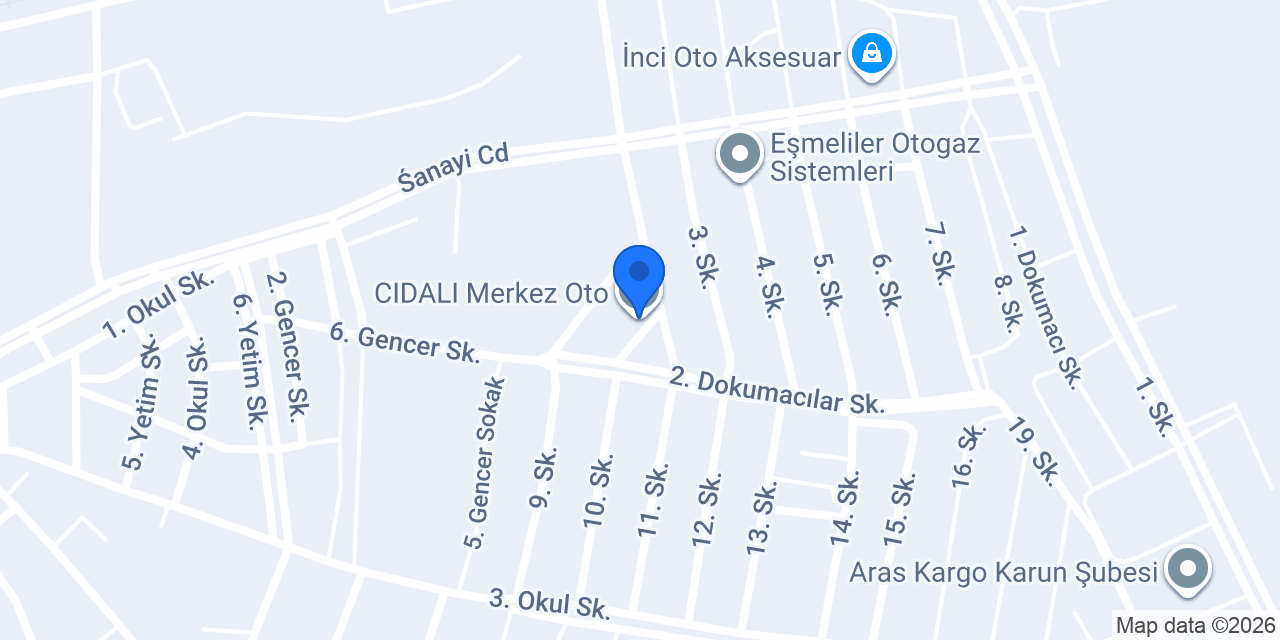 CIDALI Merkez Oto konumu