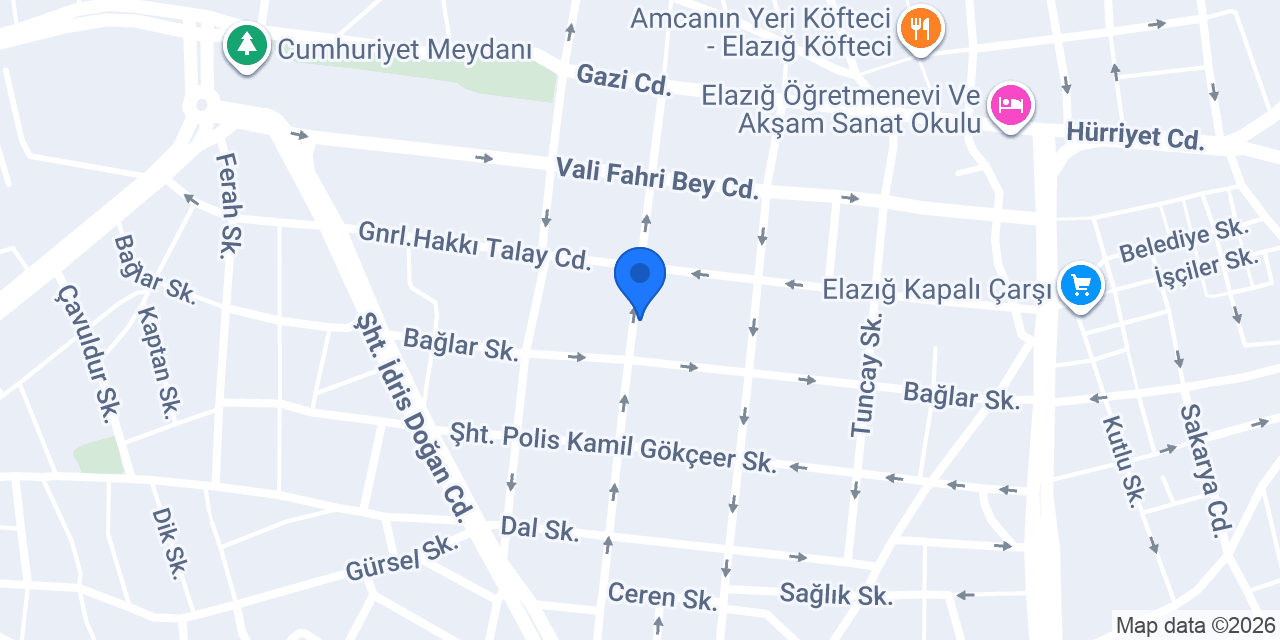 Elazığ Toptan Çiçekçilik konumu