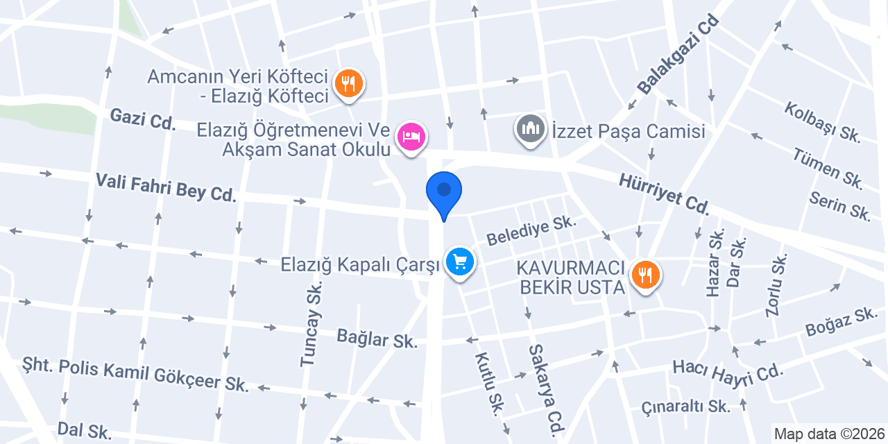 Elazığ Merkez Postanesi konumu