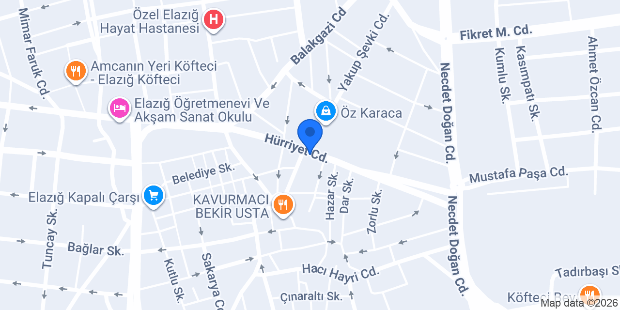 Çınar Otel konumu