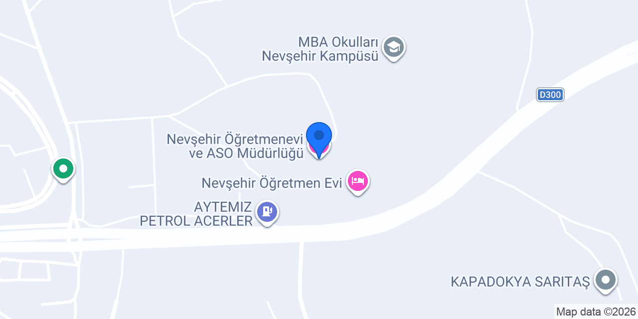 Nevşehir Öğretmenevi ve A.S.O. Müdürlüğü konumu