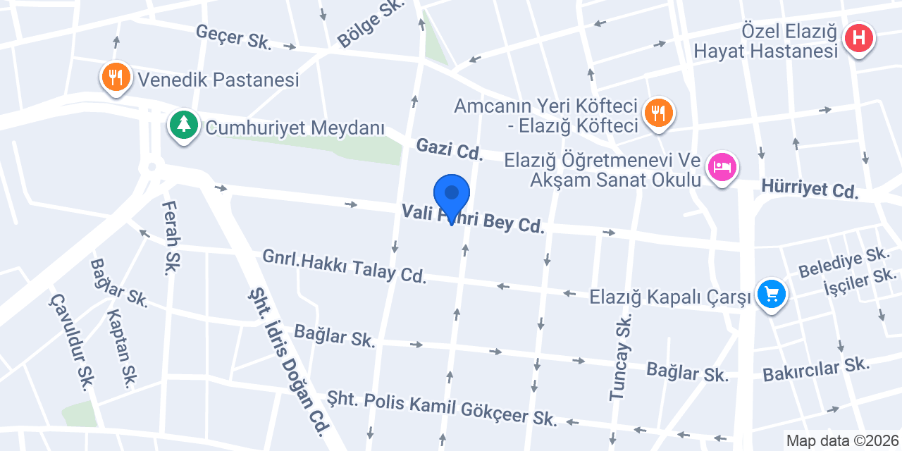 TEB Elazığ Harput Şubesi konumu