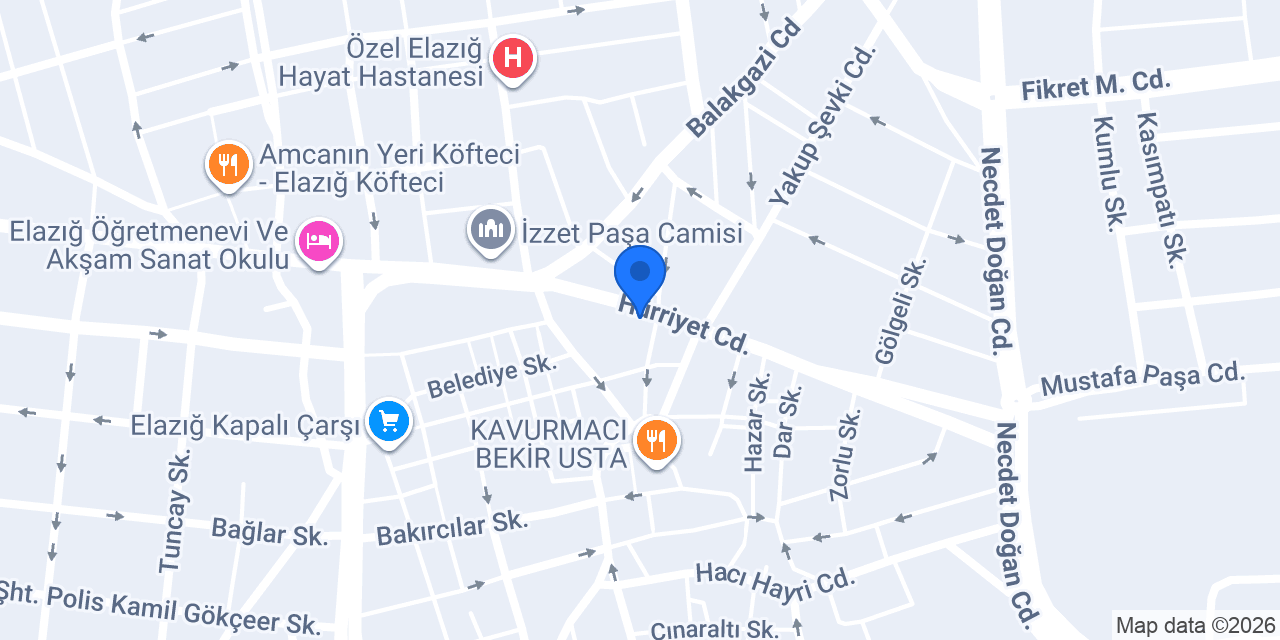 Şekerbank Elazığ Şubesi konumu