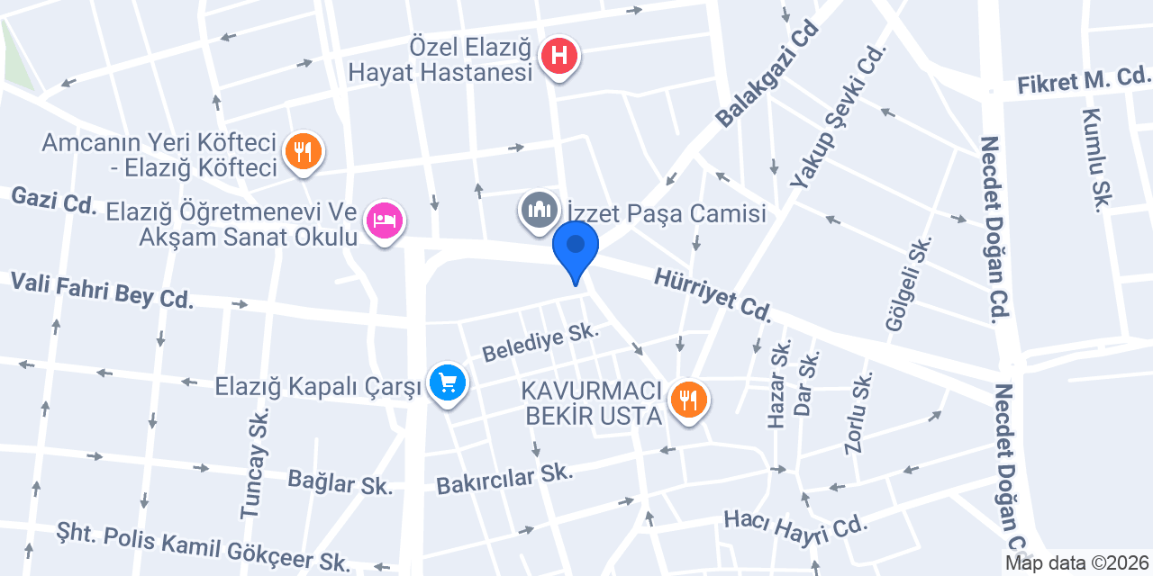 Elazığ Tesisat ustası konumu
