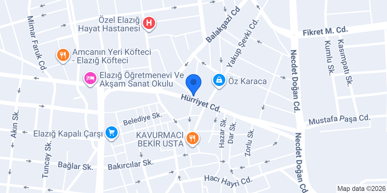 Akbank Elazığ Şubesi konumu