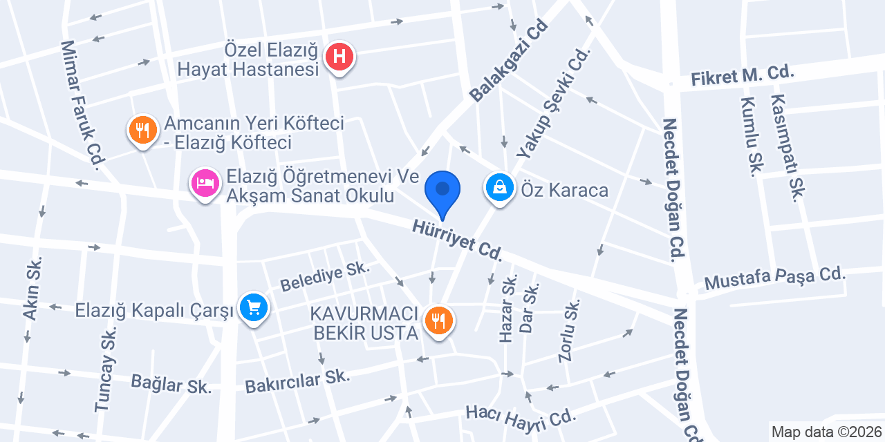 Elazığ Sürücü Kursu konumu