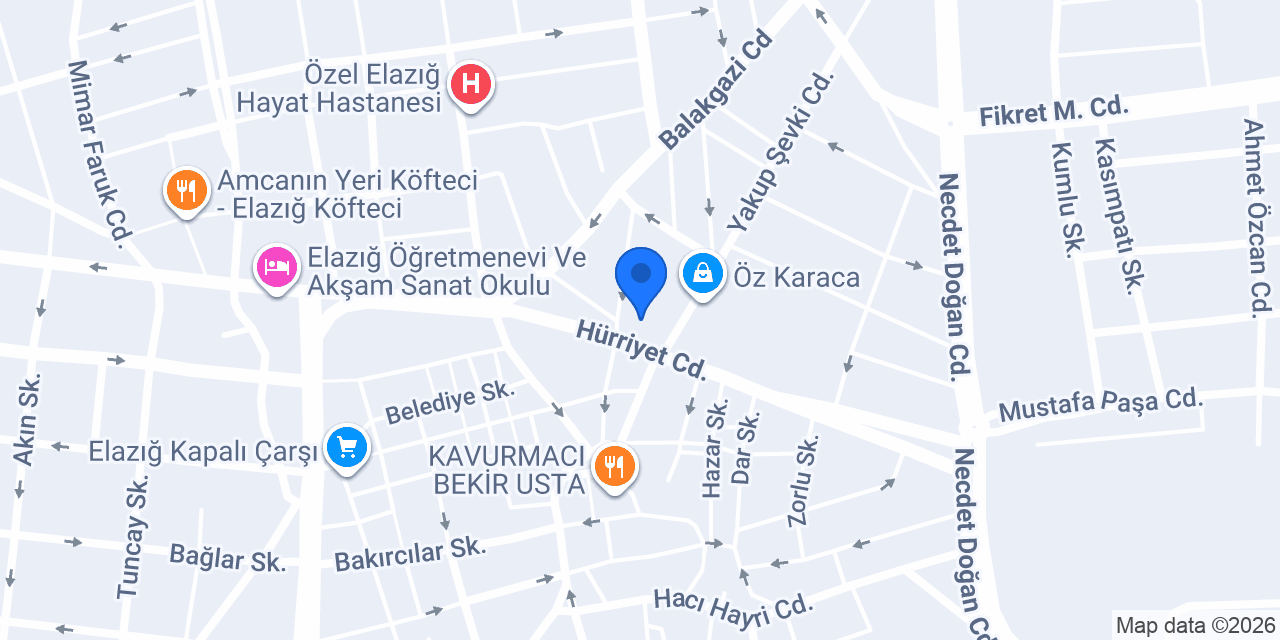 TEB Elazığ Şubesi konumu