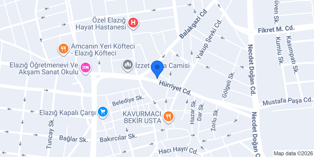Albaraka Türk Elazığ Şubesi konumu