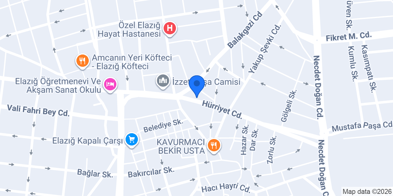 Türkiye Finans Elazığ Şubesi konumu