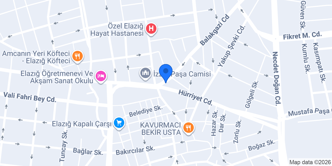 Elazığ Akar Otel konumu