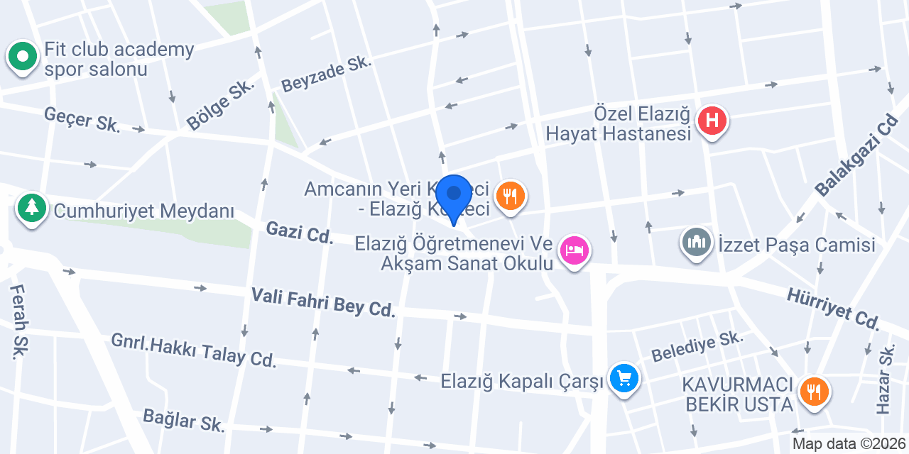 Elazığ Köşk Hotel konumu