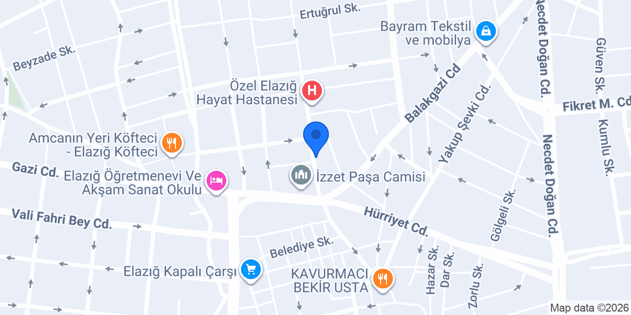 Elazig Şirin Hotel konumu
