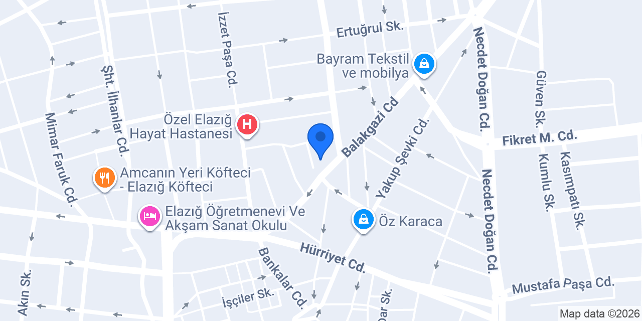 Elazığ Çilingir Anahtar Evi konumu