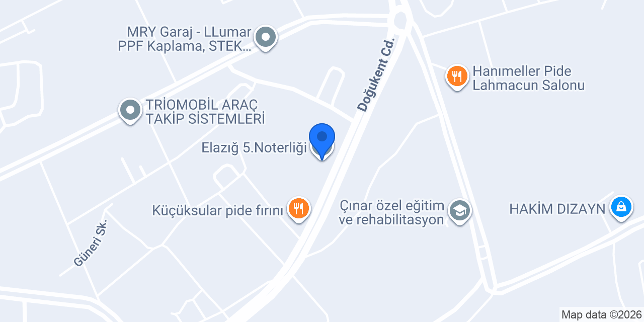 Elazığ 5.Noterliği konumu
