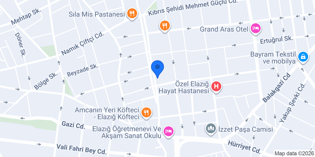 Tunçbey Pansiyon - Elazığ Pansiyon konumu