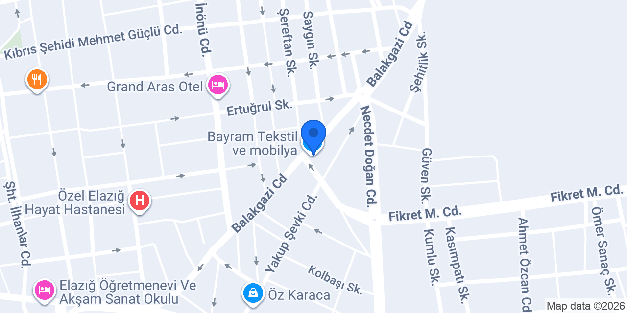 Bayram Tekstil ve mobilya konumu