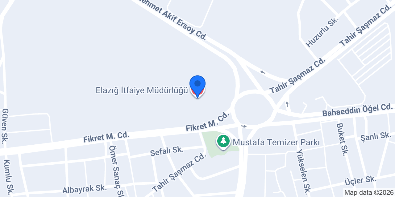 Elazığ İtfaiye Müdürlüğü konumu