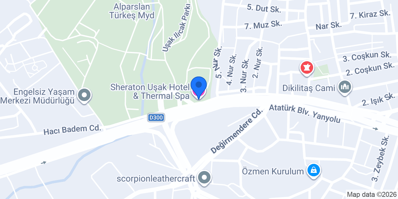 Sheraton Uşak Hotel & Thermal Spa konumu