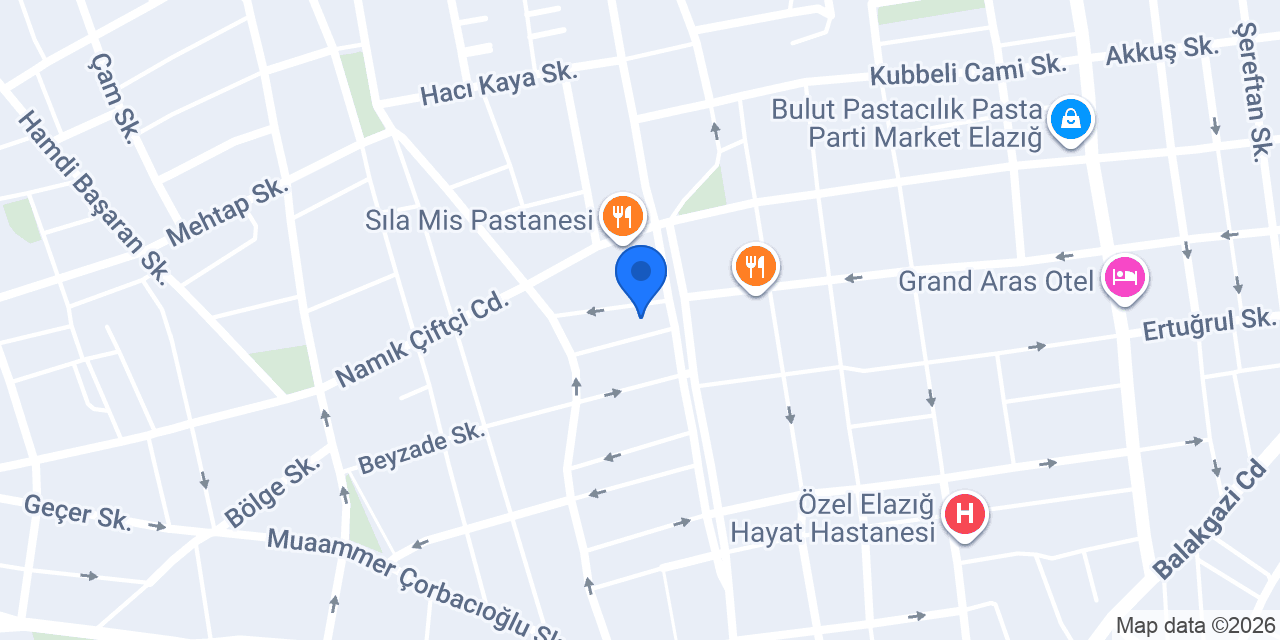 ASLANLI PANSİYON ELAZIĞ konumu