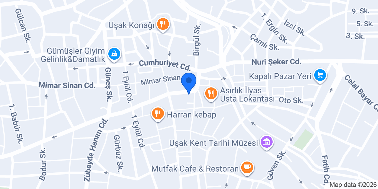TEB Uşak Çarşı Şubesi konumu