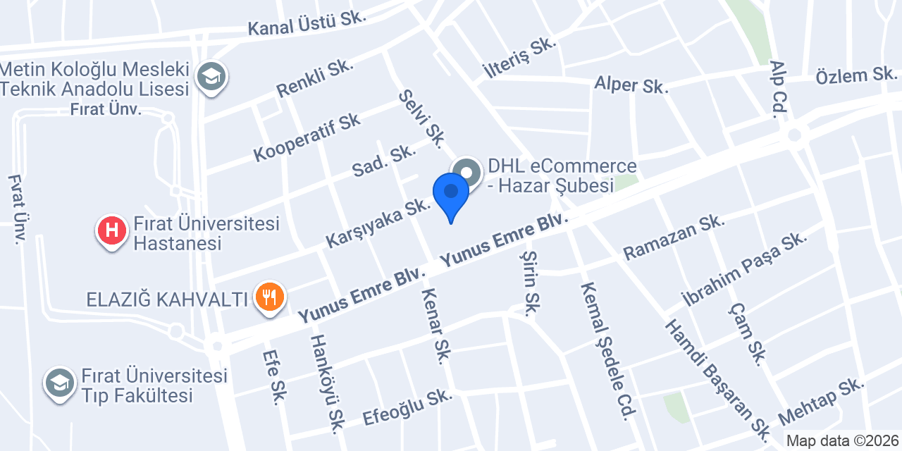 TUSDATA Elazığ Şube konumu