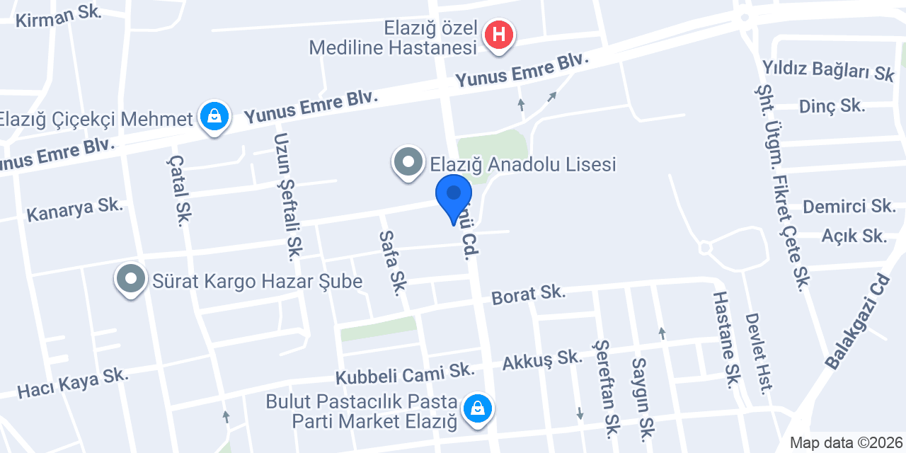 GÖZDE OPTİK- ELAZIĞ konumu