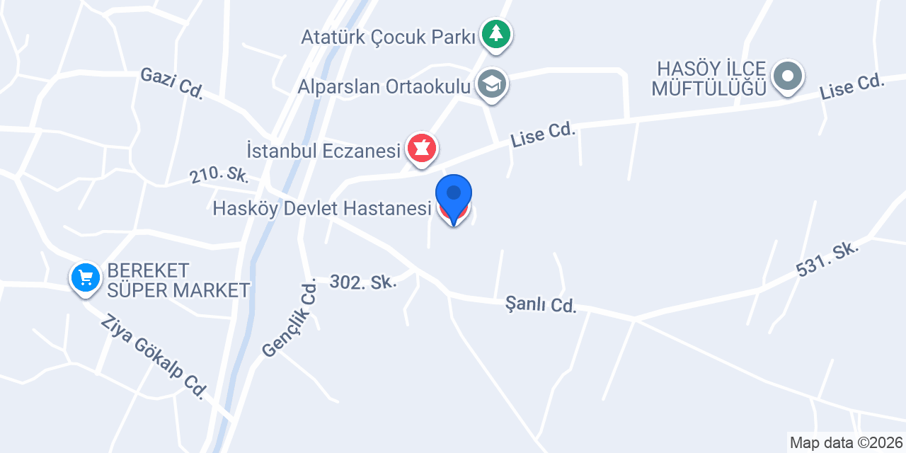 Hasköy Devlet Hastanesi konumu